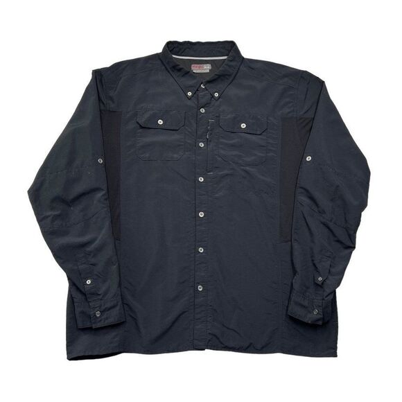 Wrangler Outdoors Shirt Men's Black Perforance Button Down Fishing Work Shirt - Picture 1 of 11